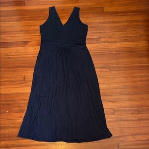 Boden Navy Maxi Dress Jersey Sleeveless V-Neck Size 16-18